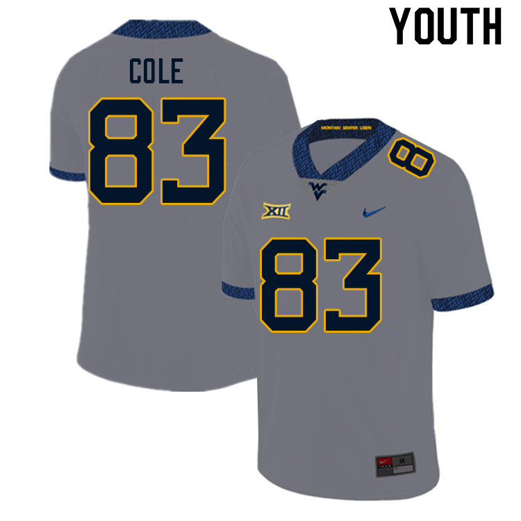 NCAA Youth CJ Cole West Virginia Mountaineers Gray #83 Nike Stitched Football College Authentic Jersey HE23Y65GA
